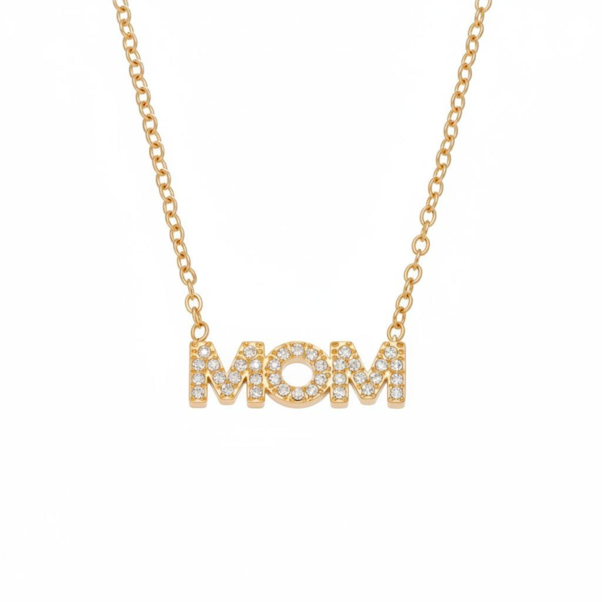 MOM Letter Necklace Sparkling Cubic Zirconia Gold Plated MOM Necklace Set