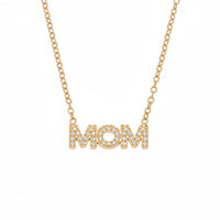 MOM Letter Necklace Sparkling Cubic Zirconia Gold Plated MOM Necklace Set