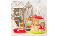 Easy to Clean Ceramic Bowl with Fungus Design Cute Hamster Bowl Gnaw-resistantResistant Food Dish Flat for Hamsters