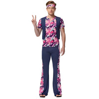 Plus Size Available Hippie Bell-Bottom Set Groovy Patterns Flared Pants and Accessories Set Psychedelic Print 70s Outfit Color Block Design for Cosplayers, Party-Goers, Halloween, Stage Performance, Cosplay Events, Dance Parties