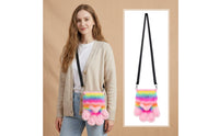 Crossbody Bag Paw-Shaped Shoulder Bag Soft Pile Purse for Teens, Cosplayers