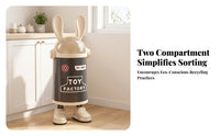 Smiling Face Bunny Ears Trash Can Translucent Lid Rabbit Trash Can Thumbs-up Graphic Decorative Bin Shoe-Shaped Feet for Home, Kitchen, Living Room