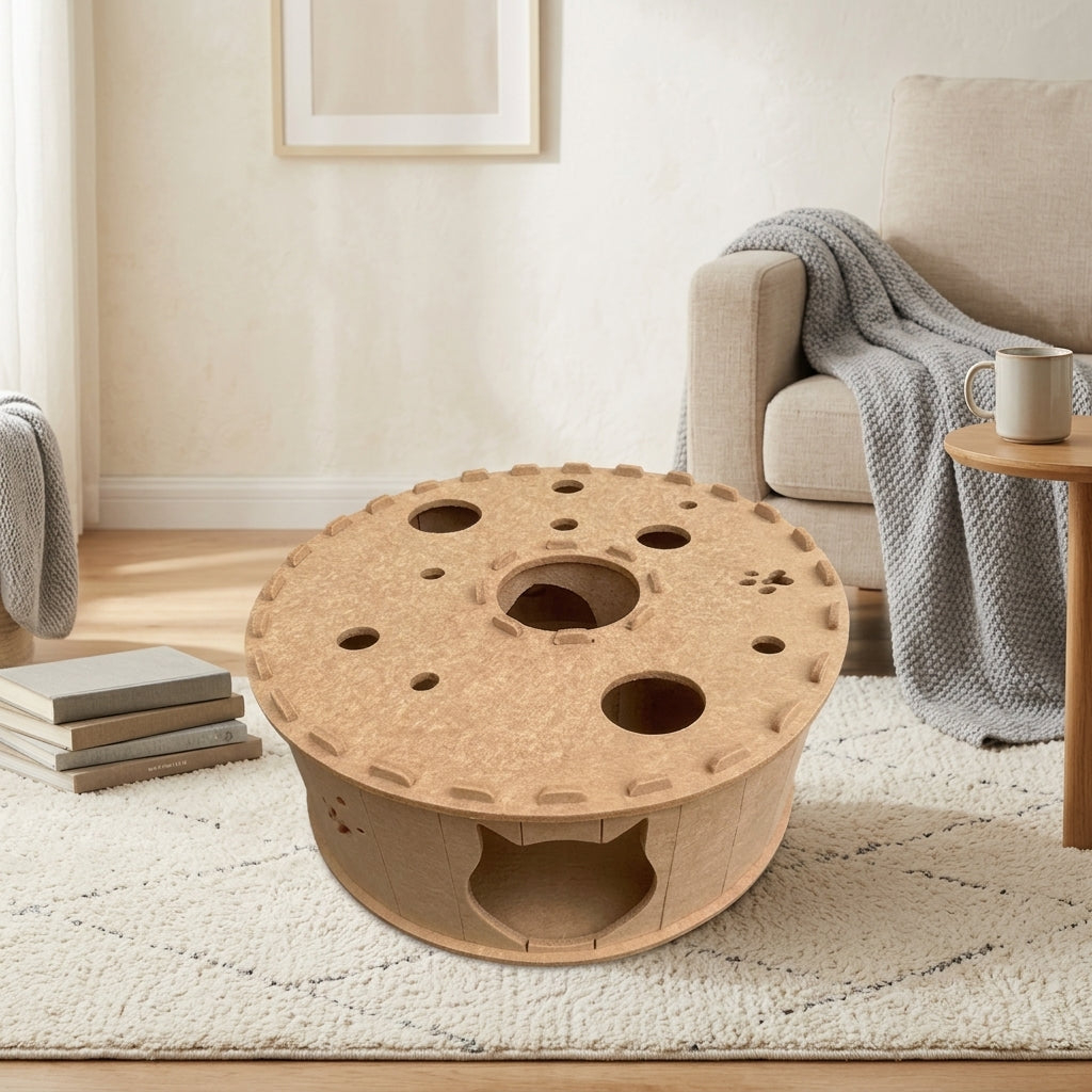 Cat Tunnel and Felt Cat Bed with Tunnel Design, Enclosed Cat Bed for Indoor Cats, Kitten Bed and Foldable Cat Hideaway for Play and Sleep
