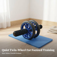 Non-Slip Comfortable Grip Ab Roller Portable Design Twin Wheel Ab Roller Knee Pad Included Abdominal Wheel Long-Lasting Construction for Beginners, Home Gym