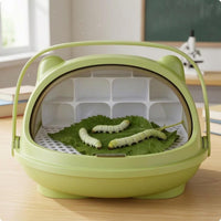 Perforated Silkworm Breeding Box Arched Handle Clear Silkworm Breeding Box Molded Compartments Pet Supplies Compact