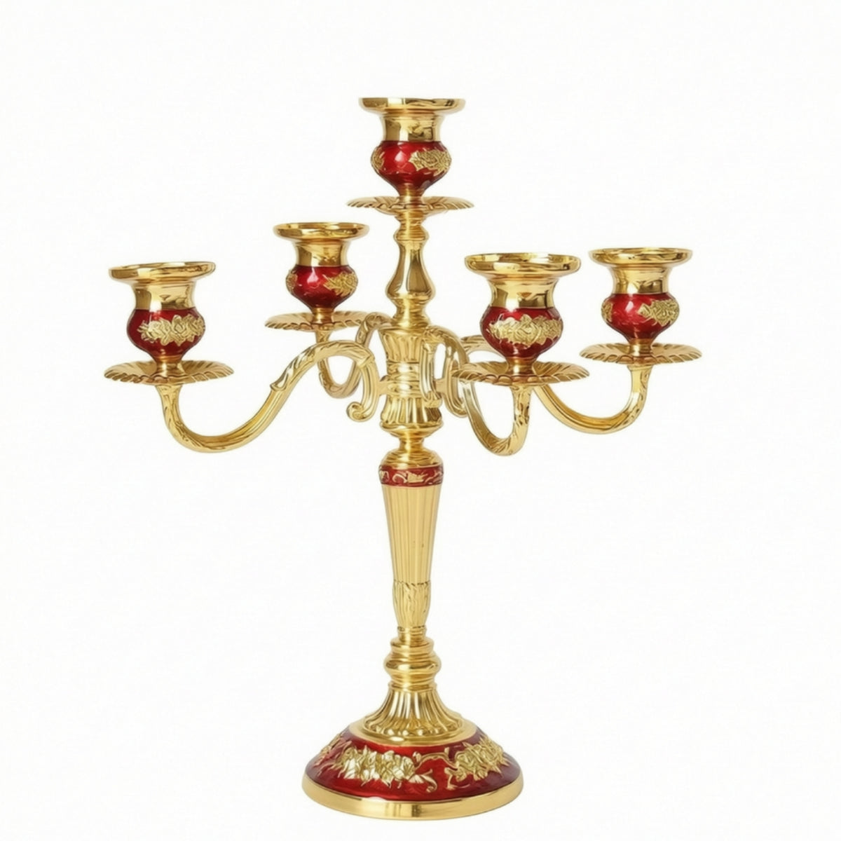 Five-Head Gold and Silver Plated Metal Alloy European Style Candle Holder for Home, Hotel, KTV Classic