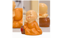 Zen Resin Monk Figurine Cute Smiling Monk Figurine Feng Shui Desktop for Meditators, Buddhists, Office Desk, Meditation Corner, Bookshelf