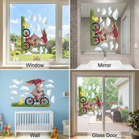Easter Bunny Window Cling Removable Cartoon Bunny Window Sticker Reusable Easter Bunny Decal for Families, Parents, Glass Panes, Living Room