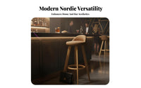 Modern Design Upholstered Swivel Stool with Backrest Built-in Footrest Upholstered Swivel Stool Padded Seat Counter Chair Gold-Tipped Legs for Homeowners, Bar Owners, Adults, Pub, Kitchen Island, Cafe, Restaurant