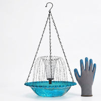 Hanging Bird Feeder and Solar Bird Bath Water Feature, Iron Outdoor Bird Feeder With Basin, Garden Decor and Bird Watcher Gift, 26*25*6 cm
