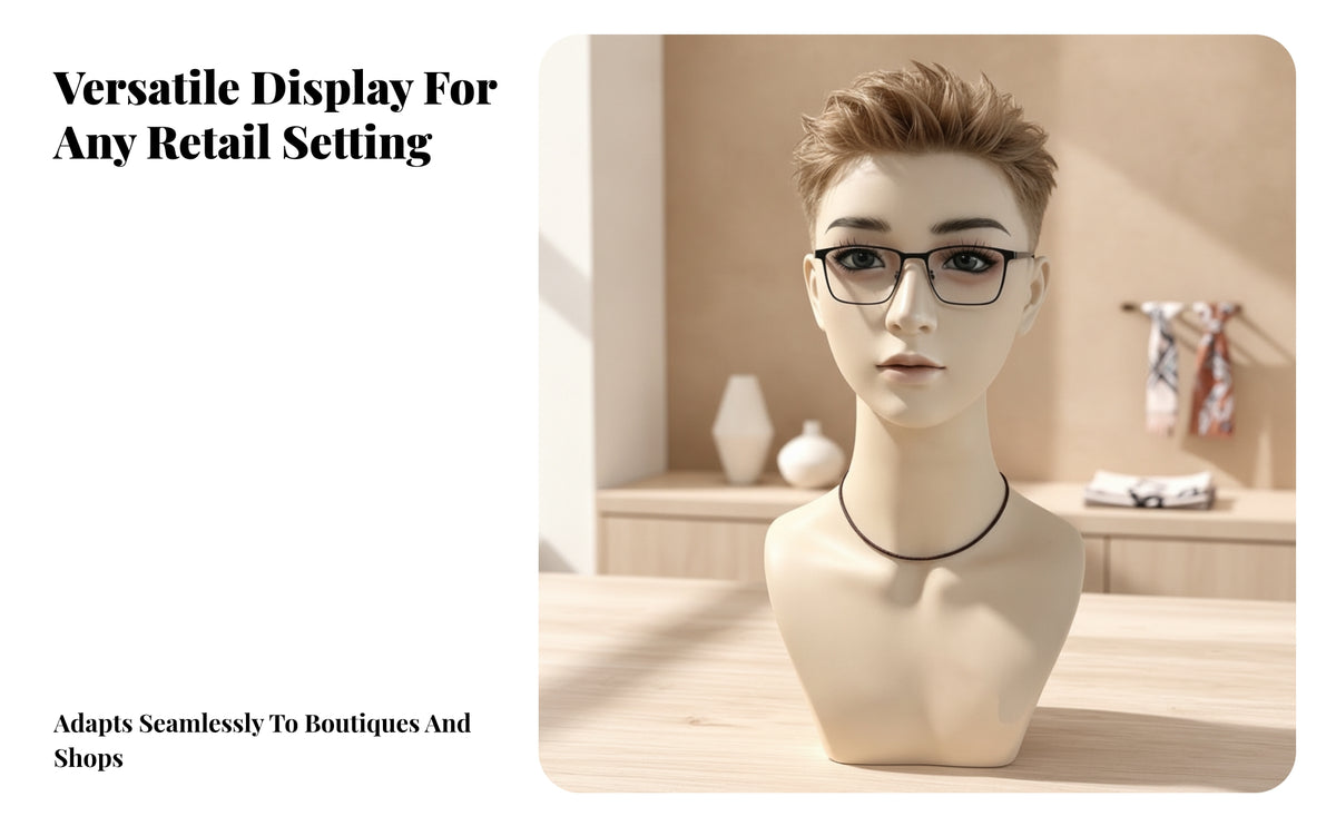 Male Mannequin Head | Smooth Skin-Tone Finish, for Photography Studio