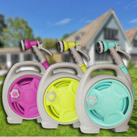 Hose Reel Cart with Spray Nozzle Manual Crank for Gardeners, Car Washers, Yard, Patio, Balcony