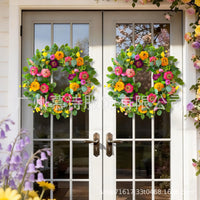 Peony Flower Wreath Spring Wreath Summer Bright Multicolor Wreath Wildflower Artificial Flower Decoration