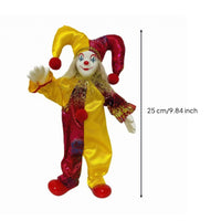 Ceramic Clown Doll Textile Clothing Clown Figurine Jester Doll Wire-Supported Decor Figure Oversized Shoes for Decorative Use