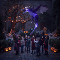 Hanging Dragon Decoration Halloween Inflatable Dragon Decor LED Lights Sturdy for Yard, Haunted House