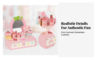 Dress-up Vanity Set Strawberry Motif Smooth Edges Wooden Vanity Toy