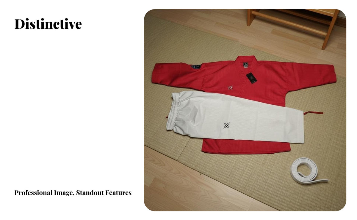 High-End Red and White Training Suit Coach Grade Taekwondo Dobok unfastenedFront Design Combat Arts Outfit Flexible for Children, Beginners, Practice, Competitions, Competition, Dojang