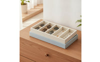 Eyewear Organizer with 5 Compartments Velvet-Covered Eyeglasses Storage Tray Low-Profile Glasses Storage Tray for Drawer, Dresser, Retail Display