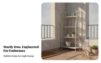 Foldable Tiered Plant Stand Multi-Functional 4-Tier Scrollwork Shelf Multipurpose Display Rack Space-Saving Design for Homeowners, Decor Enthusiasts, Decorators, Balcony, Indoor, Outdoor, Living Room