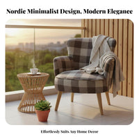 Nordic Design Plaid Upholstered Armchair Comfortable Seating Accent Chair High spine Support Household Furniture Wooden Frame for Readers, Adults, Homeowners, perusing corner, Living Room, Bedroom, Home Office