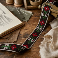 Embroidered Floral Jacquard Ribbon Trim for Hanfu Doll Clothes DIY Crafts
