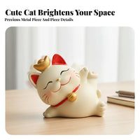 Lucky Cat Bobblehead Bounces with Motion Auspicious Cat Statue Figurine Versatile Placement Car Dashboard Decoration for Students, Men, Desktop