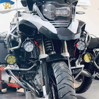 适用宝马R1250GS/R1200GS/ADV改装鸟嘴射灯支架前辅助灯坐喇叭架 黑色一套（碳钢）
