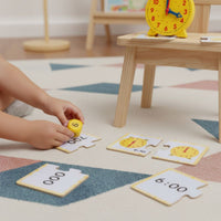 Teaching Clock with Cards Bright Instructional Timepiece with Flashcards Hands-Time-Telling Toy for Preschoolers