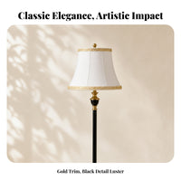 Gold Trim Miniature Dollhouse Floor Lamp Black and White 1:12 Scale Floor Lamp