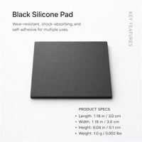 Black Silicone Pads, 30x30x1mm, Non Slip, Anti Scratch, Industrial Machinery Dampening Pads, Small Rubber Feet