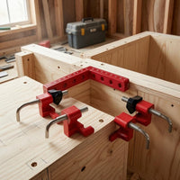12 Pieces Printed Scale Woodworking Clamp Set Star Knob 90-Degree Clamp Red Body High Precision for Assembly