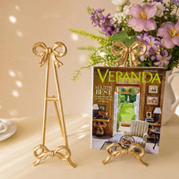 French Vintage Bow Plate Stand Matte Metal Tabletop Holder Kitchen Recipe Stand Sideboard Fireplace Decor