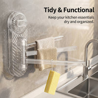 Cabinet and Sink Drain Rack with Rotating Suction Cup Kitchen Rag Holder, Wall-Mounted Dish Cloth for General Organization
