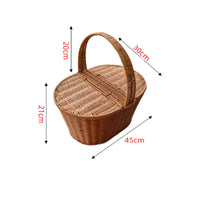 Picnic Basket with Lid Rattantype with Handle Sturdy for Shopping