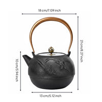 Cast Iron Teapot Uncoated Japanese Traditional Iron Teapot Multi-Cooktop Compatible Loose Leaf Tea Pot for Outdoor, Camping