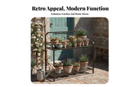 2 Pieces Vintage Design 2-Tier Stepped Rack Freestanding 2-Piece Ornate Planter Bench Space-Saving Design Plant Stand Easy Assembly for Gardeners, Homeowners, Decor Enthusiasts, Balcony, Courtyard, Outdoors, Entryway