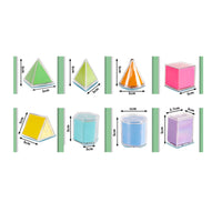 8 Pieces Transparent Geometric Solids Visual Demonstration Tool Transparent Geometry Models Foldable 3D Shapes Kit for Primary School Students