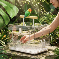 Bird Carrier Backpack with Shoulder Strap, Acrylic Bird Cage for Parakeet and Cockatiel, Portable Travel Cage