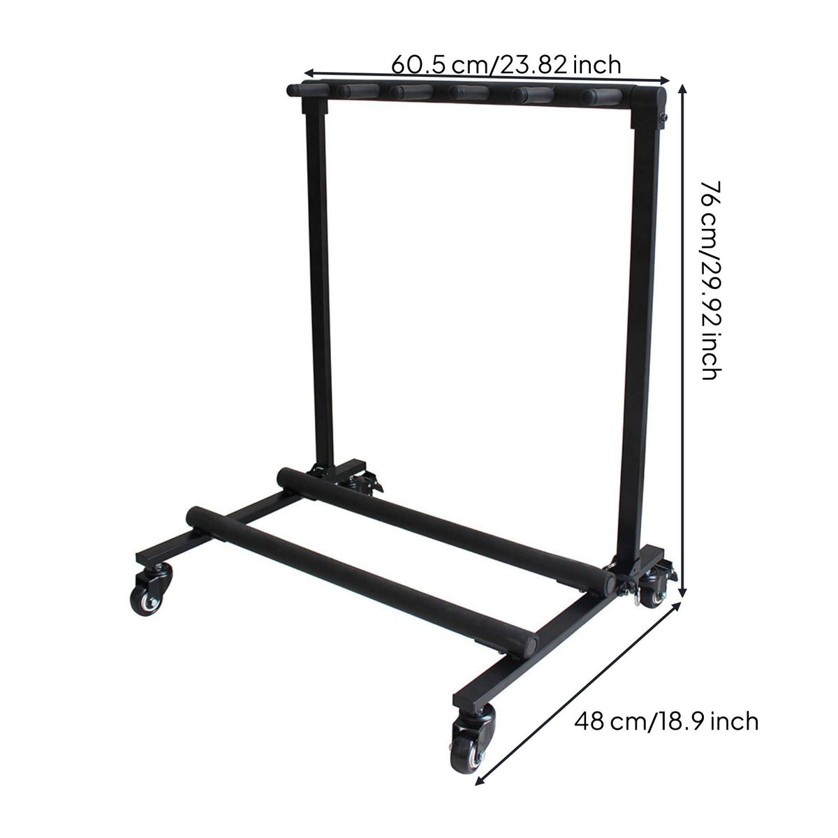 Locking Casters 5-Guitar Rolling Stand Foam Padded Foldable Guitar Rack on Wheels Universal Fit 5-Slot Instrument Display Stand for Band Members, Musicians, Studio, Stage, Music Room