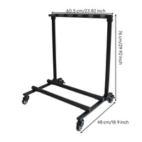 Locking Casters 5-Guitar Rolling Stand Foam Padded Foldable Guitar Rack on Wheels Universal Fit 5-Slot Instrument Display Stand for Band Members, Musicians, Studio, Stage, Music Room