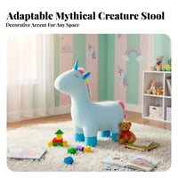 Soft and Comfortable Plush mythical creature Ottoman Great Gift concept children's Furniture Multi-Functional creatureShaped Seat Multifunctional for Toddlers, Parents, Adults, Playroom, Nursery, Living Room, Entryway