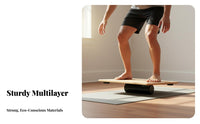 Wooden Balance Board with Roller Stoppers Deck and Roller Balance Board Non-Slip Surface Fitness Equipment for Workout, Home Gym, Standing Desk