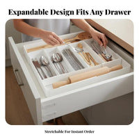 Expandable Cutlery Tray Multi-Compartment Expandable Utensil Holder for Bathroom