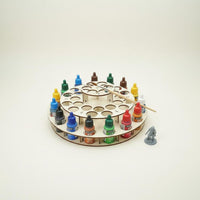 Space Saving 48-Bottle Paint Stand Sturdy Wood Construction Rotating Paint Rack Large Capacity Easy Reach To Paints for Modelers, Hobbyists, Desktop, Workshop