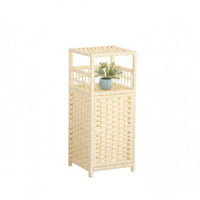Modern Minimalist design Woven Drum Table Multi-Functional Nightstand Space-Saving Corner Cabinet for Apartment Dwellers, Homeowners, Renters, Bedroom, Living Room, Balcony, Home Office