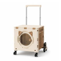 Foldable Pet Trolley Top Opening Pet Trolley Cart Transparent Window for Travel, Shopping