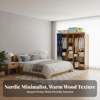 Large Capacity Portable Fabric Wardrobe dirtproof Cover Fabric Wardrobe with Frame Multitier Shelving Bedroom Furniture Easy Assembly for Families, Students, Homeowners, Guest Room, Rental Apartment