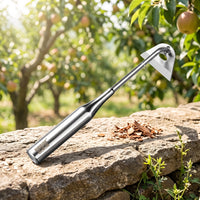 Stainless Steel Bark Scraper with Triangular Blade Handheld Bark Scraper Curved Tool Heavy Duty for Arborists