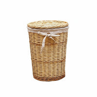 Wicker Laundry Basket with Lid Large Capacity Round Woven Hamper for Bedroom, Washroom