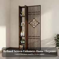 Entryway Partition Cabinet Multi-Functional Design Chinese Design Fretwork Screen Large Storage Space Wooden Screen Partition for Homeowners, Bedroom